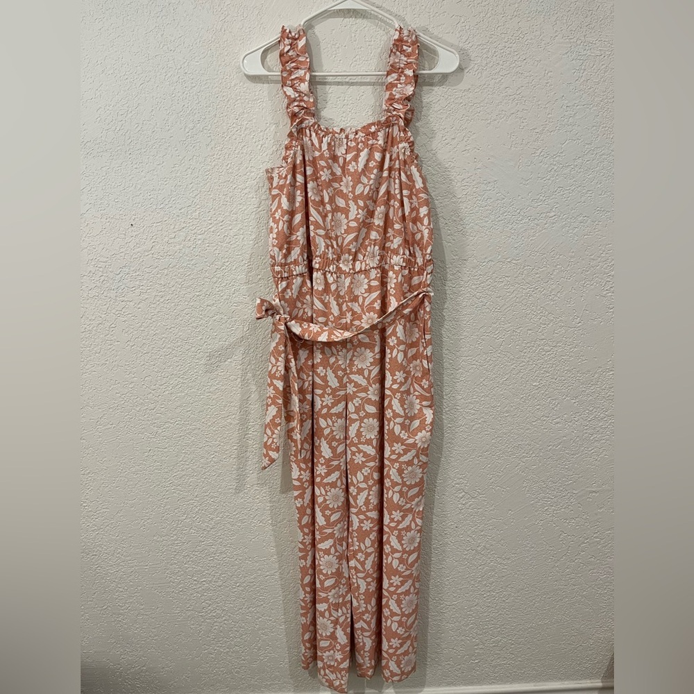 LOFT Floral Jumpsuit in Pink and White